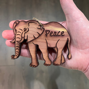 Elephant Peace - Cedar Ornament