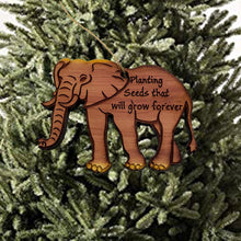 Load image into Gallery viewer, Elephant Planting seeds that will grow forever - Cedar Ornament