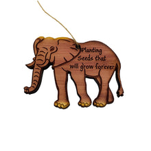 Load image into Gallery viewer, Elephant Planting seeds that will grow forever - Cedar Ornament