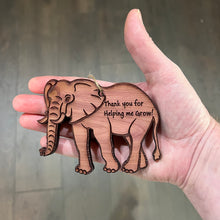 Load image into Gallery viewer, Elephant Thank you for helping me Grow - Cedar Ornament