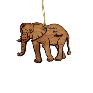 Elephant Worlds Best Aunt - Cedar Ornament