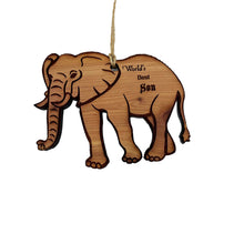 Load image into Gallery viewer, Elephant Worlds Best Son - Cedar Ornament