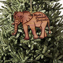 Load image into Gallery viewer, Elephant Worlds Greatest Godfather - Cedar Ornament