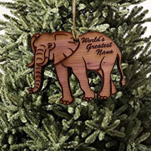 Load image into Gallery viewer, Elephant Worlds Greatest Nana - Cedar Ornament