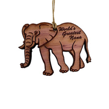 Load image into Gallery viewer, Elephant Worlds Greatest Nana - Cedar Ornament