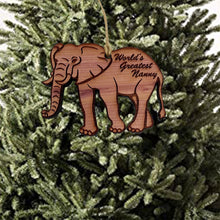 Load image into Gallery viewer, Elephant Worlds Greatest Nanny - Cedar Ornament