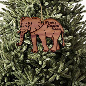 Elephant Worlds Greatest Nanny - Cedar Ornament