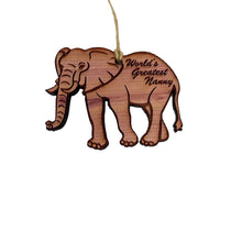 Load image into Gallery viewer, Elephant Worlds Greatest Nanny - Cedar Ornament