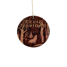 Load image into Gallery viewer, Feliz Navidad Winter Wolf - cedar ornament