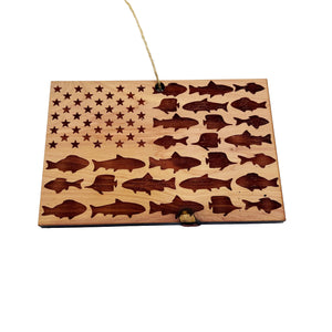 Fish Flag - Cedar Ornament