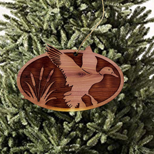 Flying Duck - Cedar Ornament