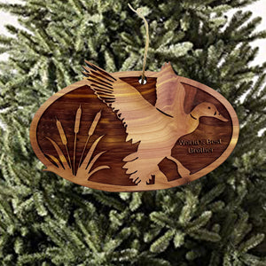 Flying Duck Worlds Best Brother - Cedar Ornament