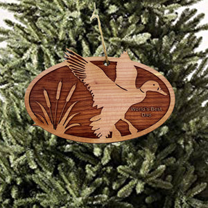 Flying Duck Worlds Best Dad - Cedar Ornament