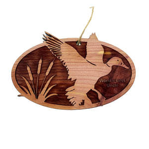 Flying Duck Worlds Best Uncle - Cedar Ornament