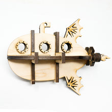 Load image into Gallery viewer, Steampunk Ornament Kit - Flying Submarine - Raw Wood (Assembly Required)