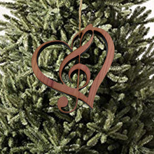 Load image into Gallery viewer, Heart and Treble Clef note - Cedar Ornament