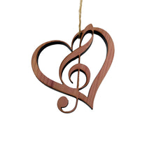 Load image into Gallery viewer, Heart and Treble Clef note - Cedar Ornament