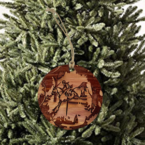 Horse Jumper - Raw Cedar Ornament 3x3in