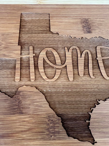 Texas Home Cutting Board 14''x9.5''x.5'' Bamboo