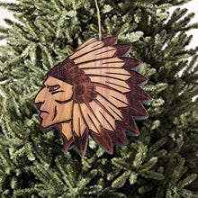 Load image into Gallery viewer, Indian Chief - Cedar Ornament