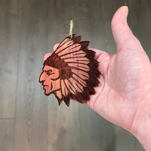 Load image into Gallery viewer, Indian Chief - Cedar Ornament