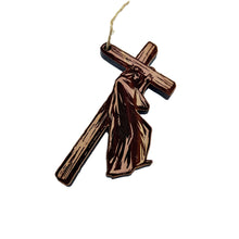 Load image into Gallery viewer, Jesus carrying cross - Cedar Ornament