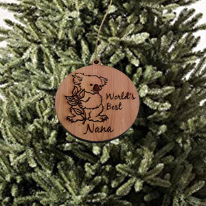 Koala Worlds Best Nana - Cedar Ornament