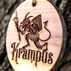 Krampus - Raw Cedar Ornament 3x3in