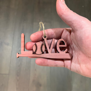 Love Baseball - Cedar Ornament