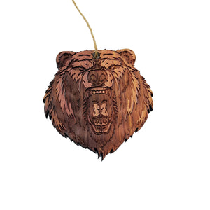 Mean Grizzly - Cedar Ornament