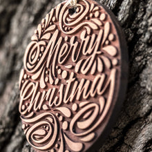 Load image into Gallery viewer, Merry Christmas - Raw Cedar Ornament 3x3in