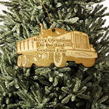 Load image into Gallery viewer, Merry Christmas to the best Godson Ever Dump Truck - Ornament