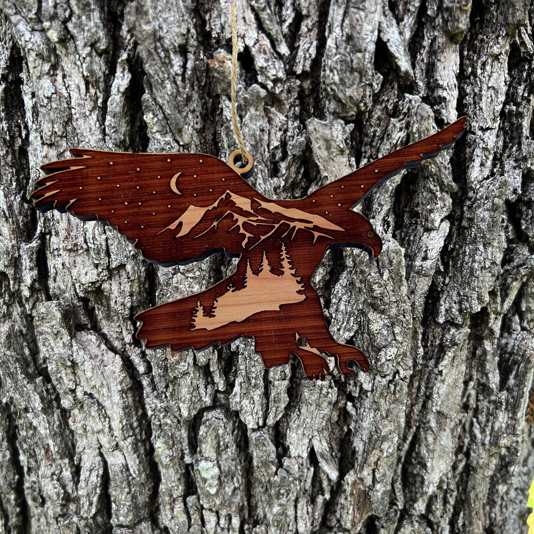 Night Eagle - Cedar Ornament