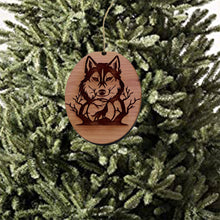 Load image into Gallery viewer, Night of the Wolf - Cedar Ornament