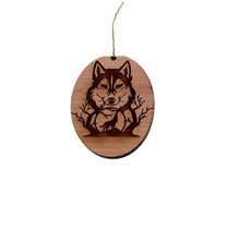 Load image into Gallery viewer, Night of the Wolf - Cedar Ornament