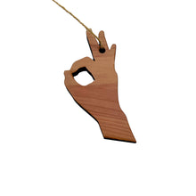 Load image into Gallery viewer, Ok Sign Language Hand - Cedar Ornament