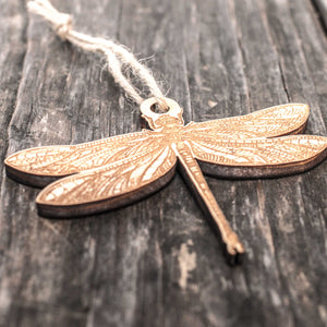 Ornament - Dragonfly - Raw Wood 4x3in