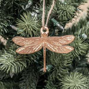 Ornament - Dragonfly - Raw Wood 4x3in