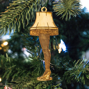 Ornament - Leg Lamp - Raw Wood 4x2in