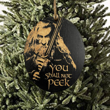 Load image into Gallery viewer, Ornament - You Shall Not Peek - Black Painted Wood 4x3in