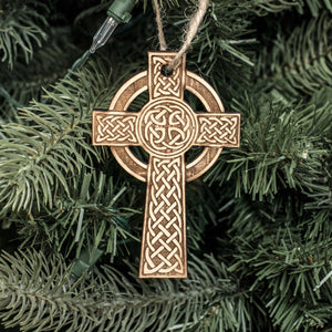 Ornament - Celtic Cross - Raw Wood 2x4in