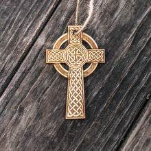 Load image into Gallery viewer, Ornament - Celtic Cross - Raw Wood 2x4in