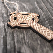 Load image into Gallery viewer, Ornament - Celtic Cross - Raw Wood 2x4in
