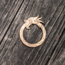 Load image into Gallery viewer, Ornament - Celtic Dragon - Raw Wood 3x4in