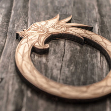 Load image into Gallery viewer, Ornament - Celtic Dragon - Raw Wood 3x4in