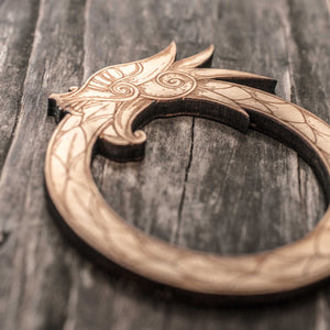 Ornament - Celtic Dragon - Raw Wood 3x4in
