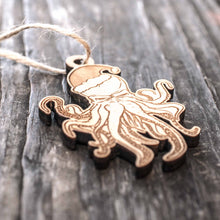 Load image into Gallery viewer, Ornament - Santa Cthulhu - Raw Wood 3x2in