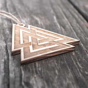 Ornament - Valknut- Raw Wood 3x3in