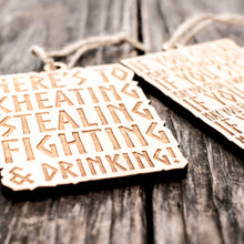 Load image into Gallery viewer, Ornament - Viking Toast - Set Raw Wood 3x4in