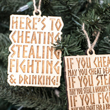 Load image into Gallery viewer, Ornament - Viking Toast - Set Raw Wood 3x4in